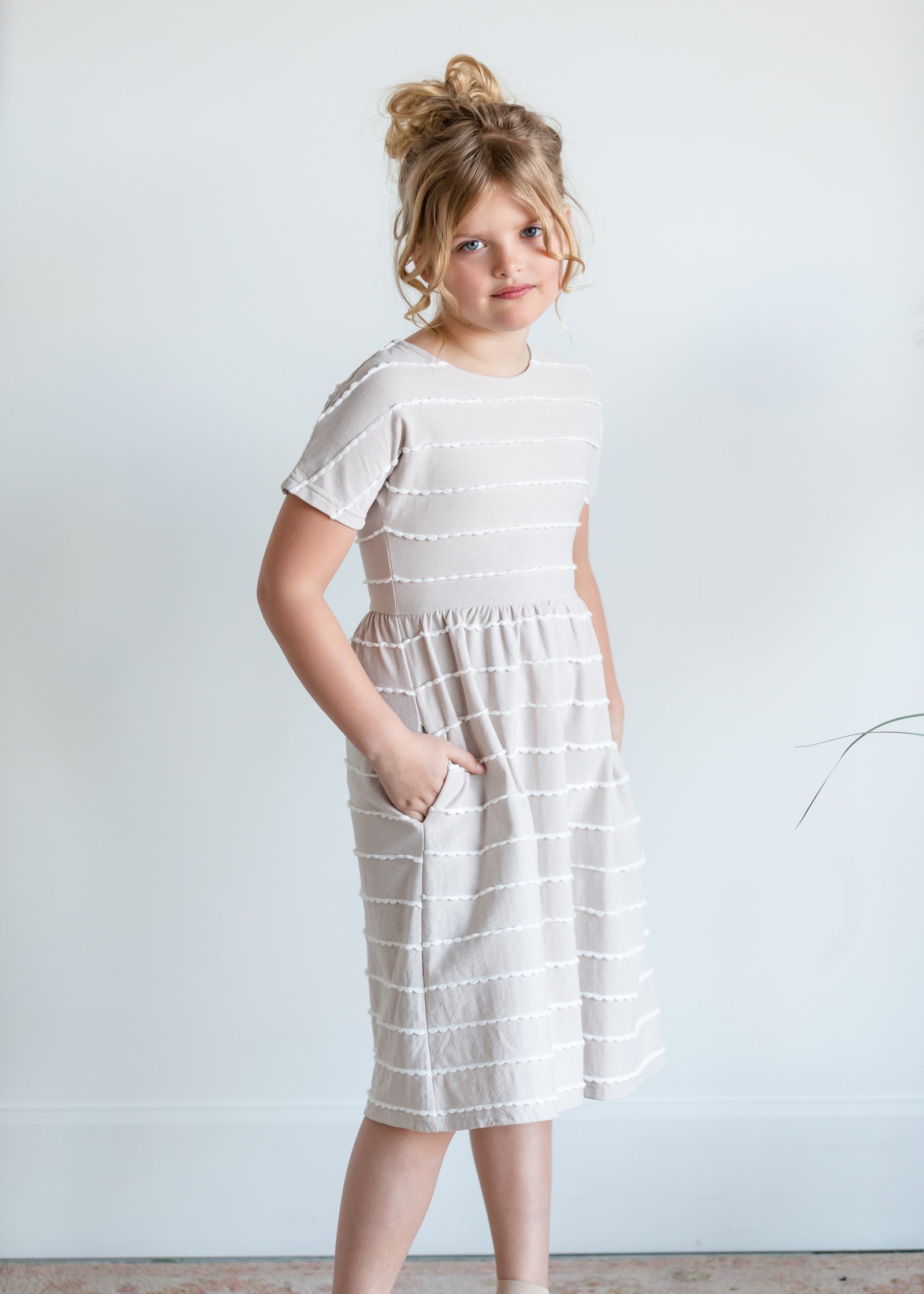 Tory Girls Natural Scalloped Midi Dress Dresses Dongguan Haohoo Clothing