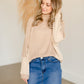 Turtle Neck Color Block Knit Long Sleeve Top - FINAL SALE Tops Paper Crane