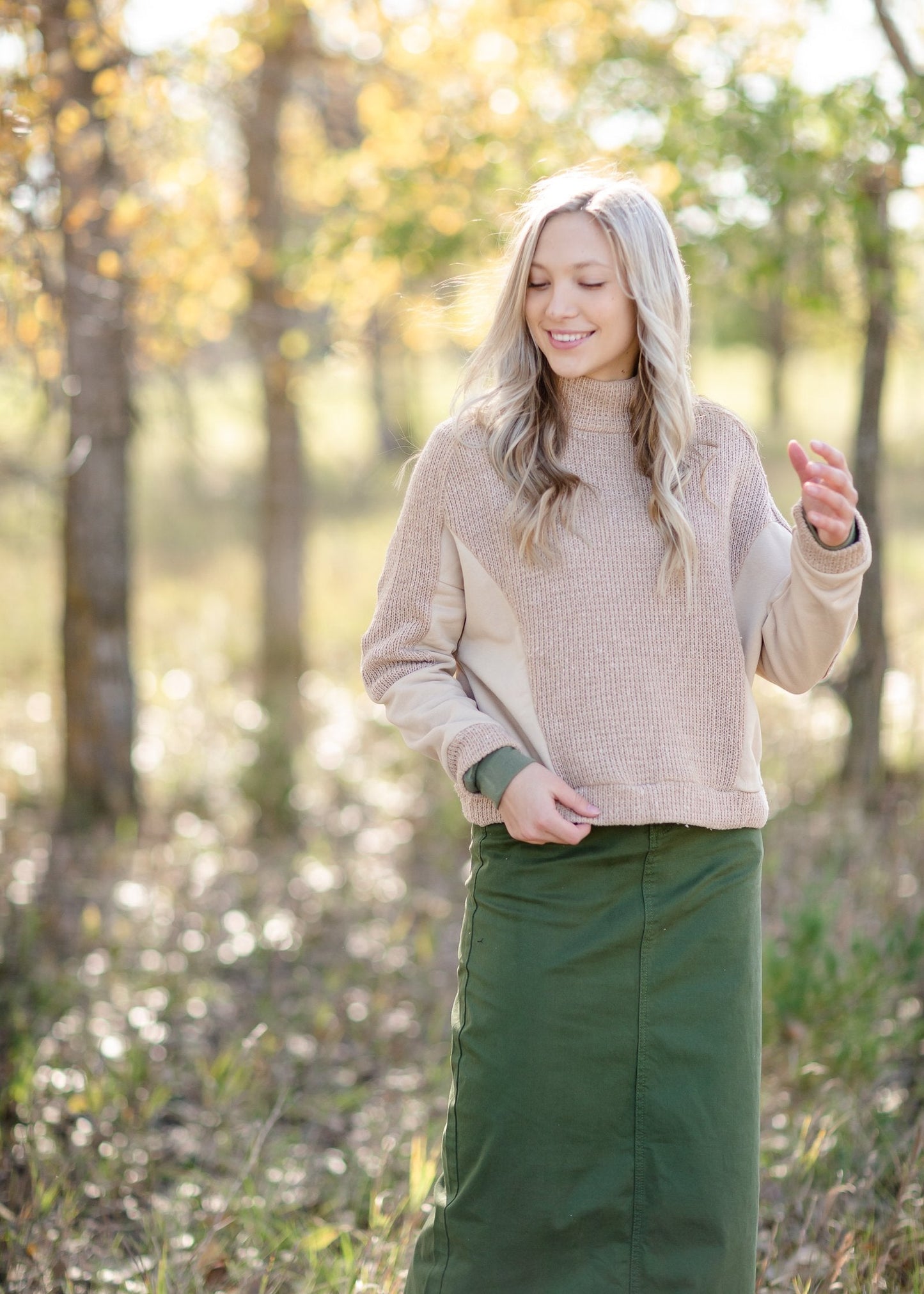 Turtle Neck Color Block Knit Long Sleeve Top - FINAL SALE Tops Paper Crane S