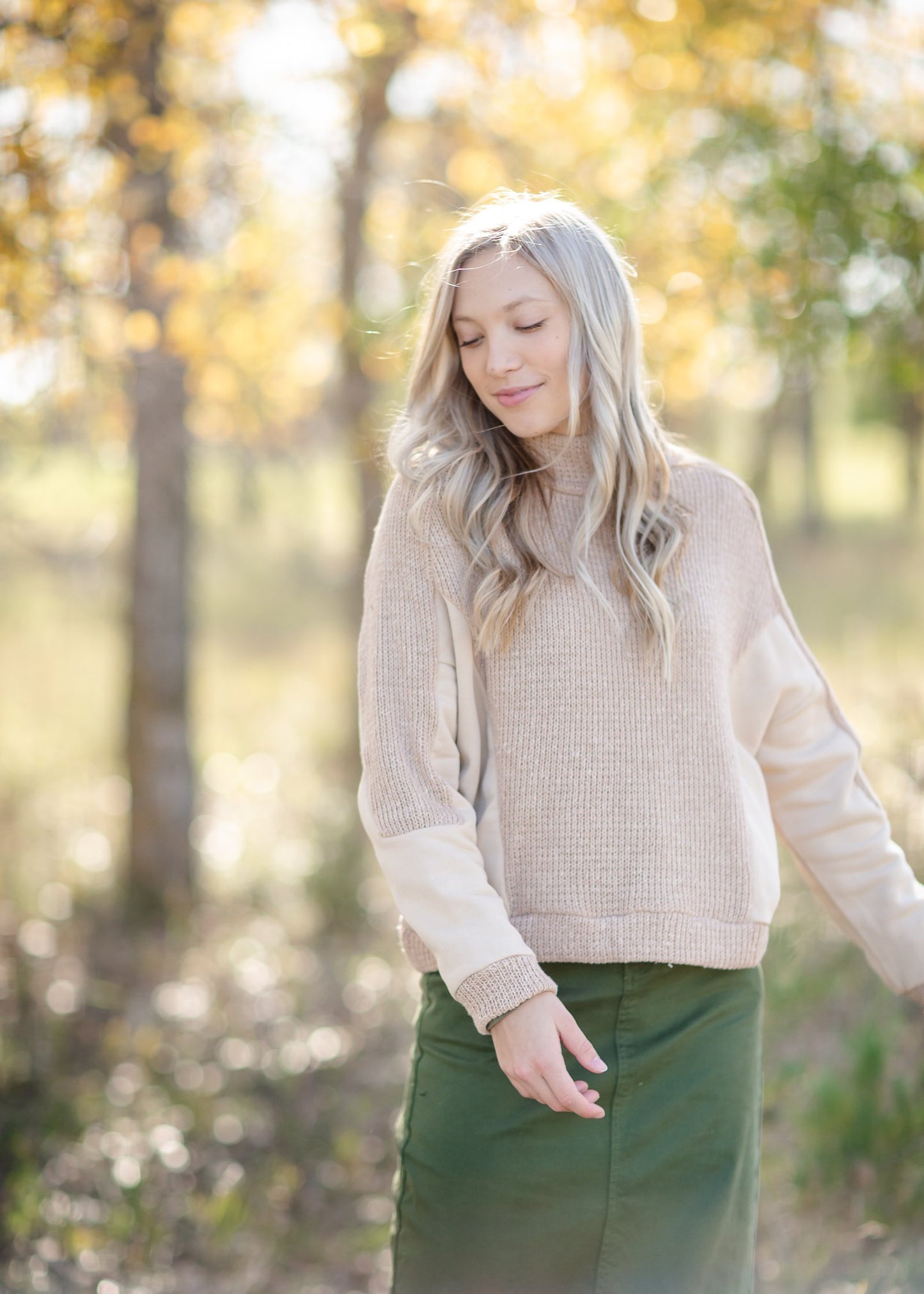 Turtle Neck Color Block Knit Long Sleeve Top Tops Paper Crane