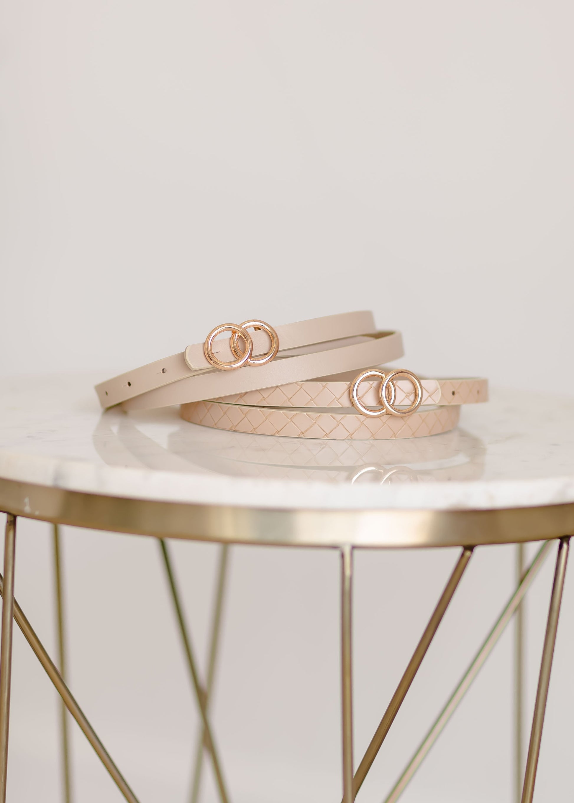 Two Belt Set Accessories Cream