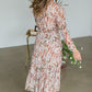 V-Neck Button Front Ruffle Detail Floral Midi Dress Dresses Dress Forum