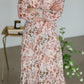 V-Neck Button Front Ruffle Detail Floral Midi Dress Dresses Dress Forum