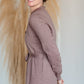 V-Neck Collar Tie Waist Long Sleeve Midi Sweater Dress Dresses Gilli