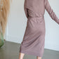 V-Neck Collar Tie Waist Long Sleeve Midi Sweater Dress Dresses Gilli