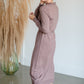 V-Neck Collar Tie Waist Long Sleeve Midi Sweater Dress Dresses Gilli