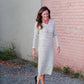 V-Neck Henley Long Sleeve Ribbed Stripe Midi Dress Dresses Tea N Rose
