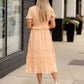 V-Neck Midi Dress With Pleated Skirt Detail Dresses