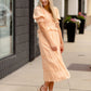V-Neck Midi Dress With Pleated Skirt Detail Dresses Peach / S