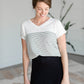 V-Neck Short Sleeve Striped Top Shirt Staccato