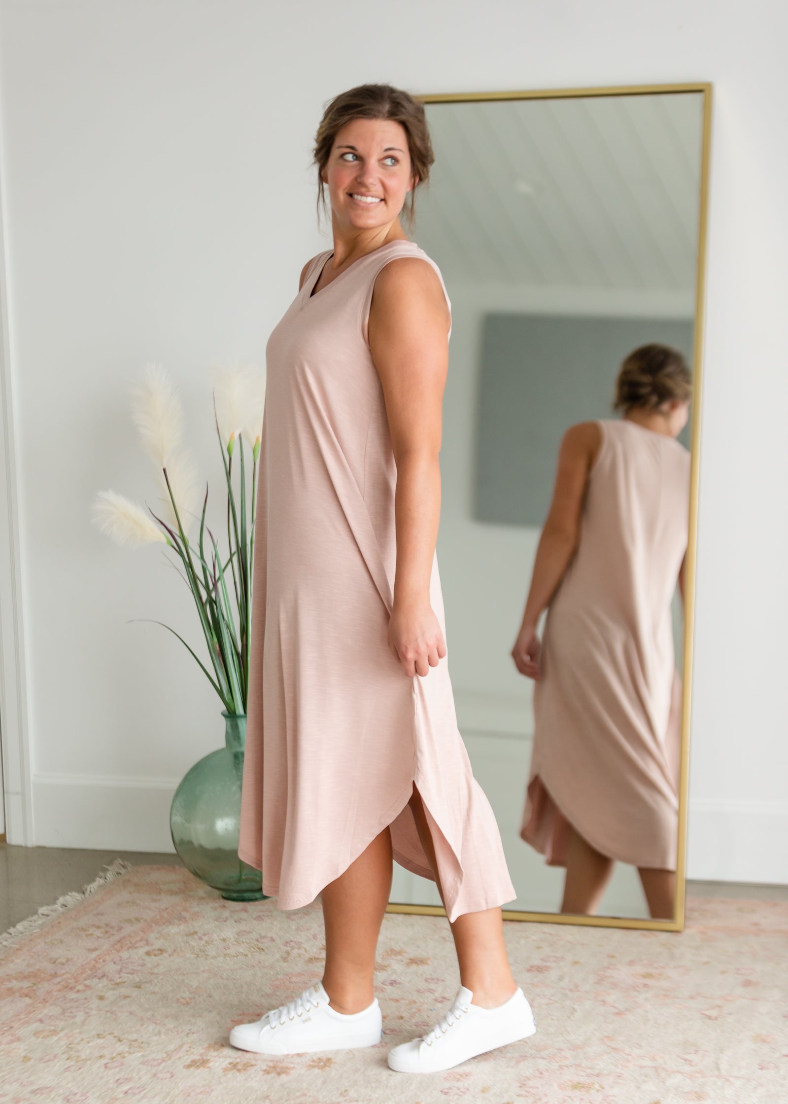 V-Neck Sleeveless Midi Dress Dresses Mod Ref