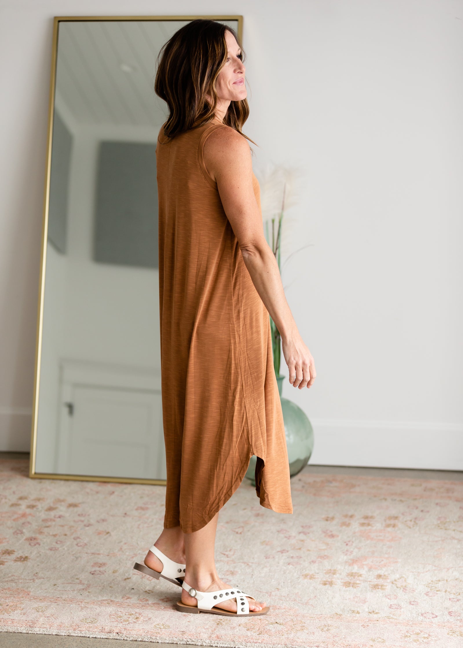 V-Neck Sleeveless Midi Dress Dresses Mod Ref