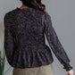 V-Neck Smocked Floral Top Shirt Paper Crane