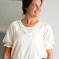 V-neck Top with 3/4 Ruffle Sleeve Shirt Polagram