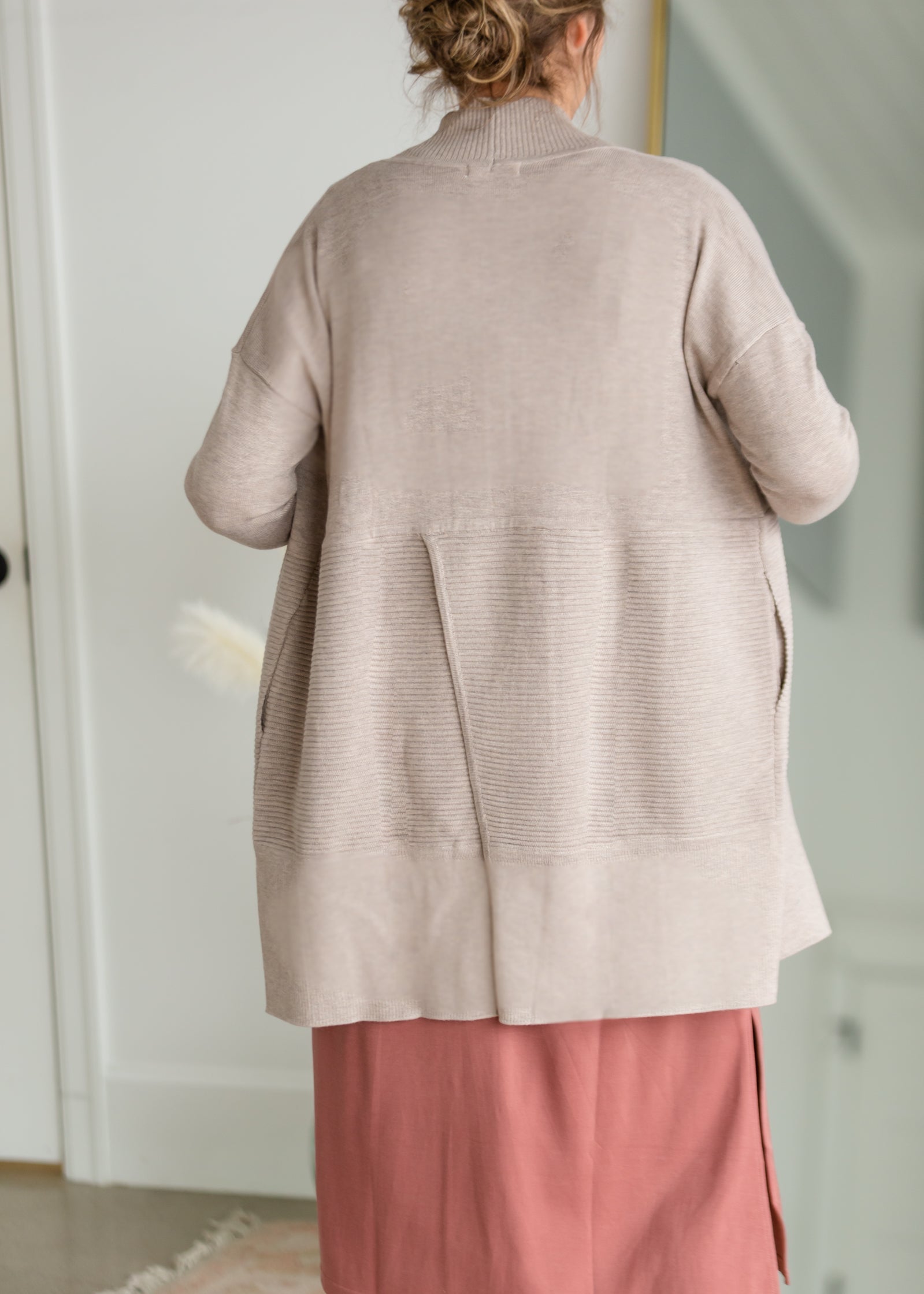 Vented Back Ribbed Long Sleeve Cardigan Shirt Mod Ref
