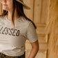Vintage Taupe Blessed Graphic Tee Tops Amy Anne Apparel Inc