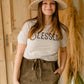 Vintage Taupe Blessed Graphic Tee Tops Amy Anne Apparel Inc