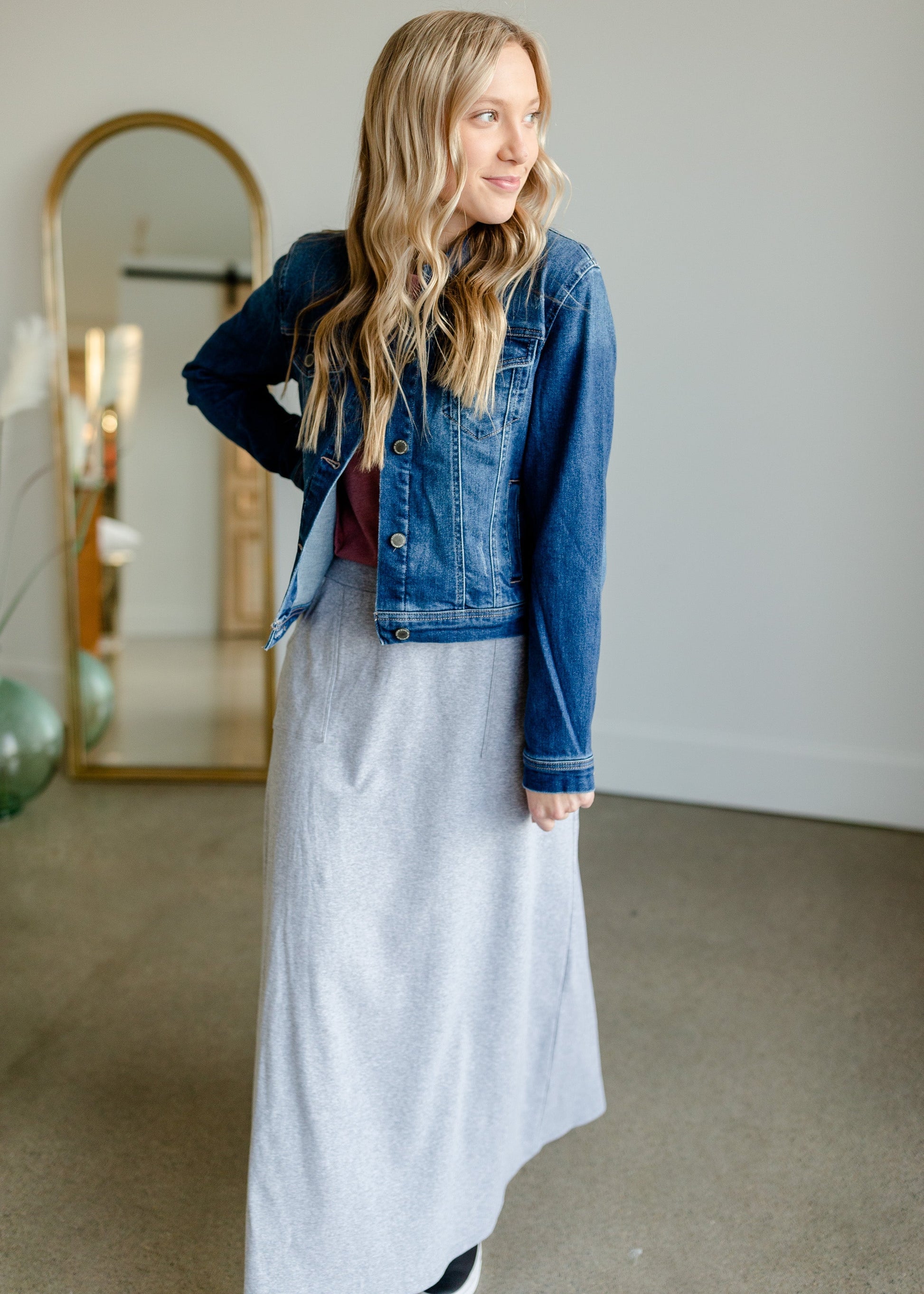 Vintage Washed Dark Denim Jacket Tops Risen