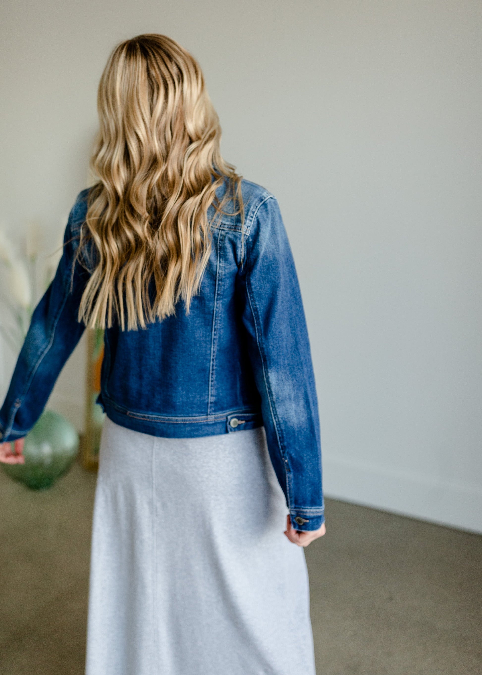 Vintage Washed Dark Denim Jacket Tops Risen