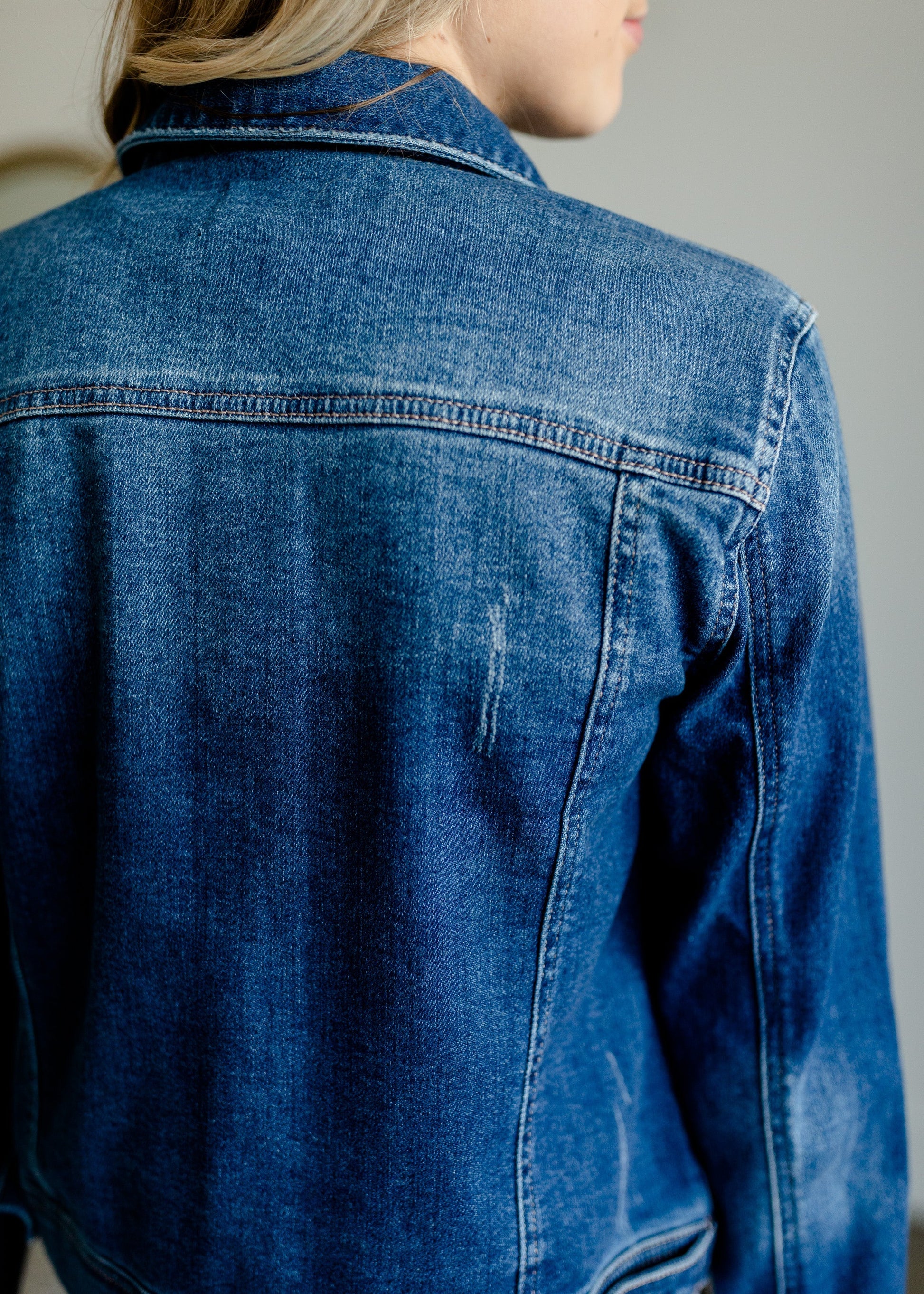 Vintage Washed Dark Denim Jacket Tops Risen