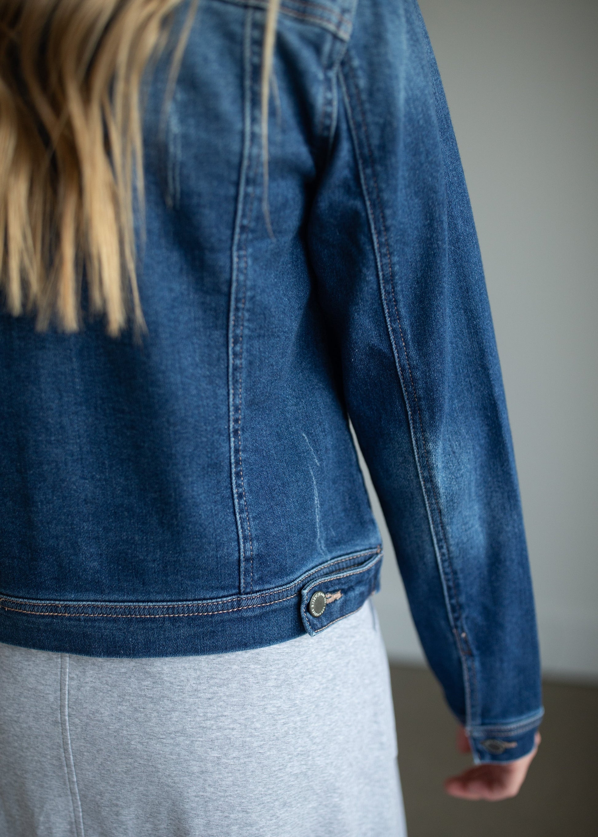 Vintage Washed Dark Denim Jacket Tops Risen