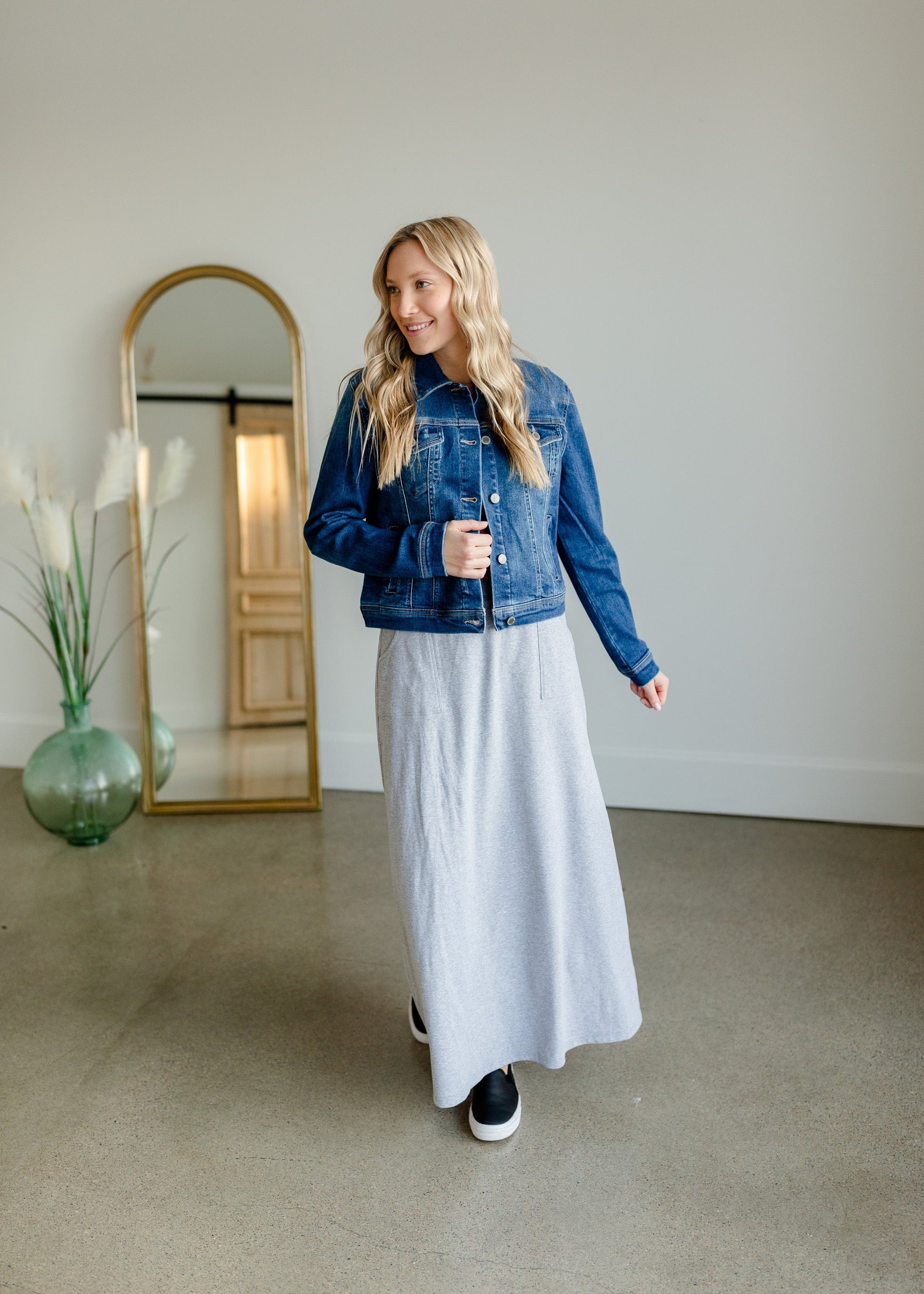 Vintage Washed Dark Denim Jacket Tops Risen