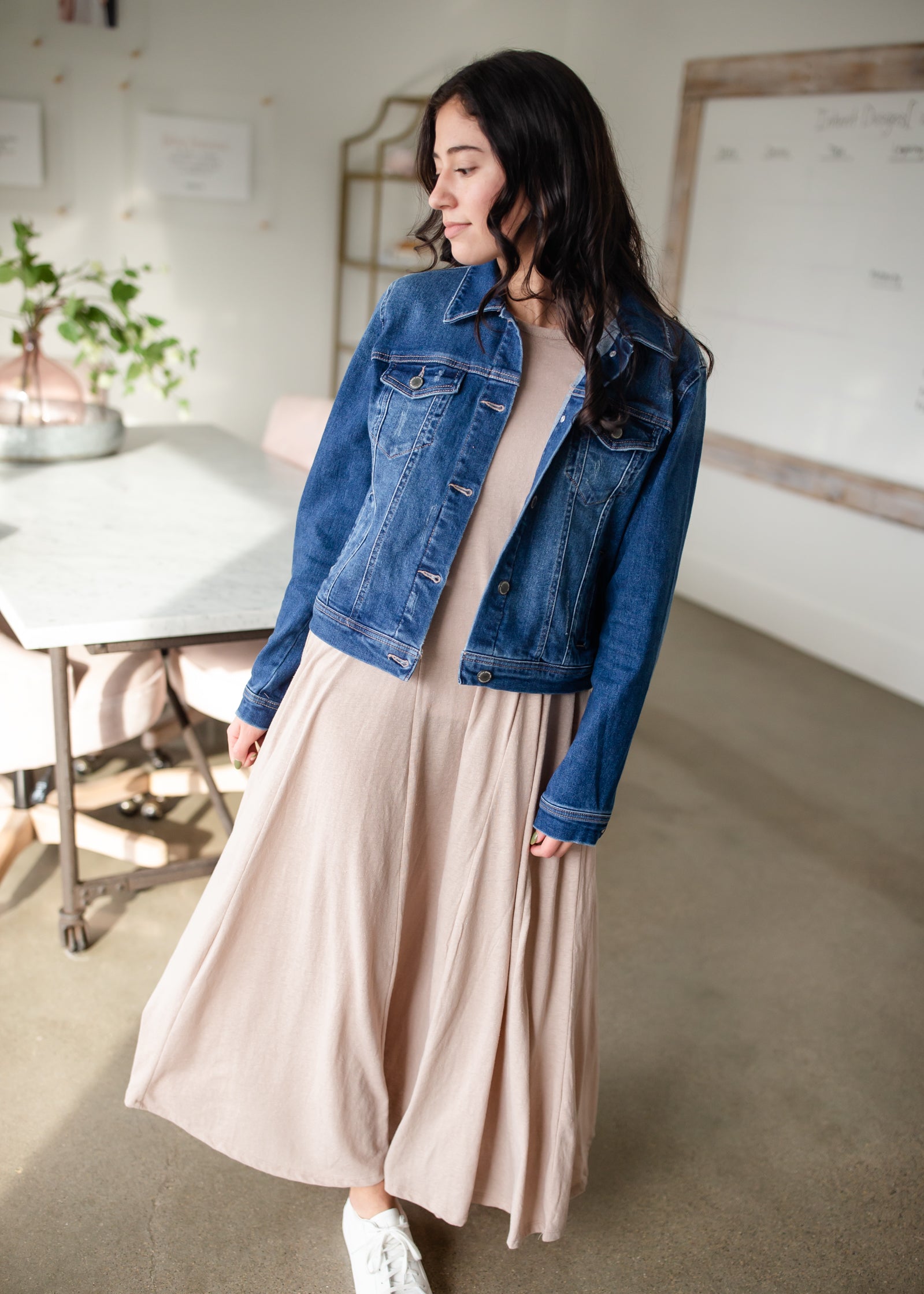 Vintage Washed Dark Denim Jacket Tops Risen