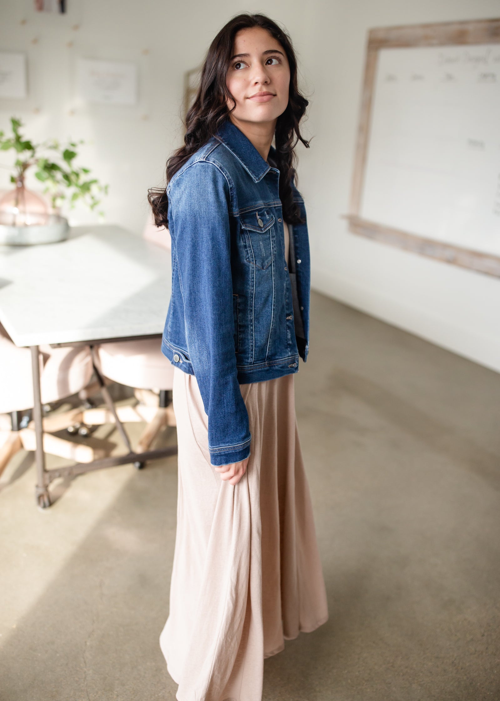 Vintage Washed Dark Denim Jacket Tops Risen
