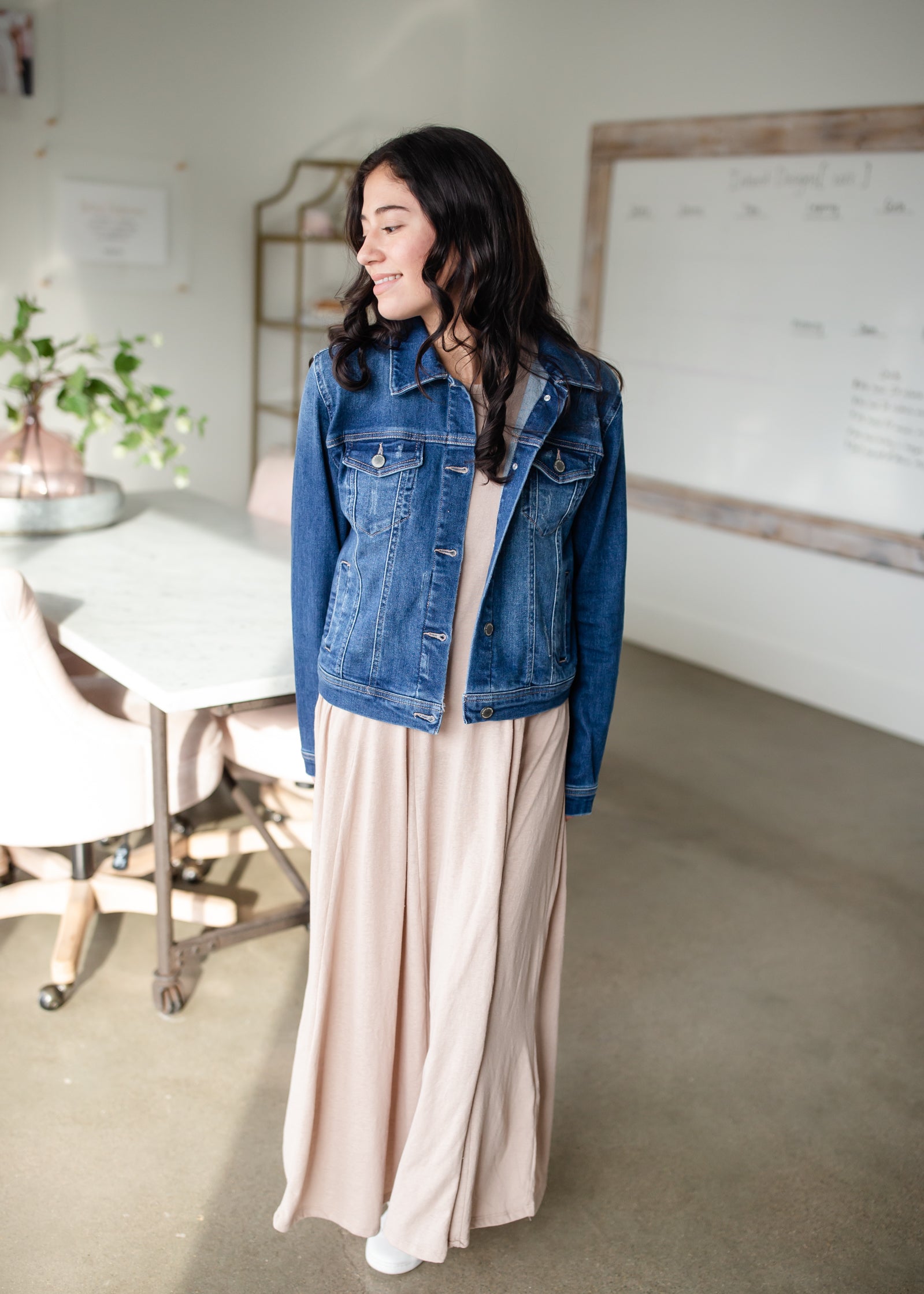 Vintage Washed Dark Denim Jacket Tops Risen