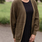 Waffle Knit Open Front Olive Cardigan Tops Zenana
