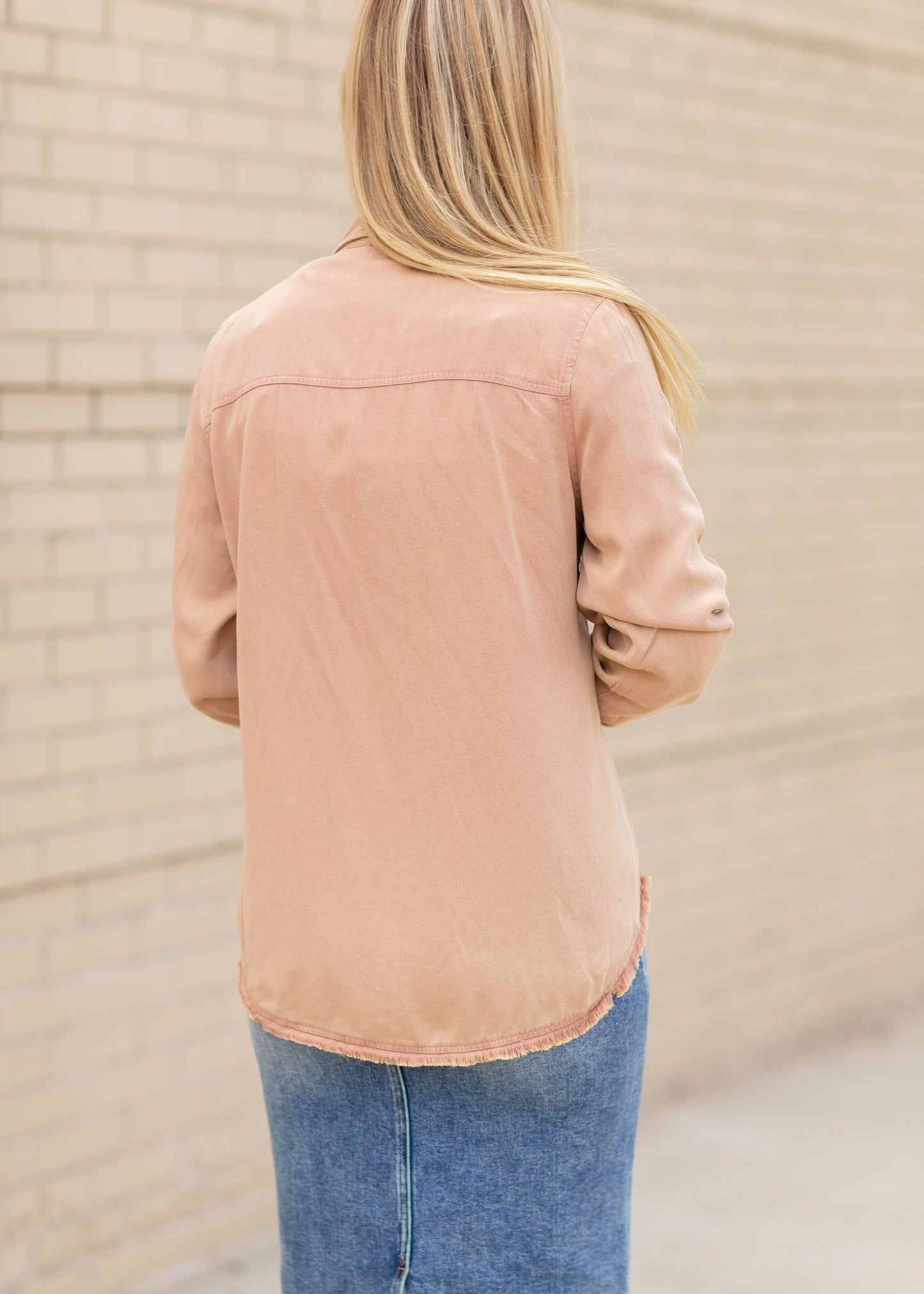 Washed Rust Button Down Top Tops