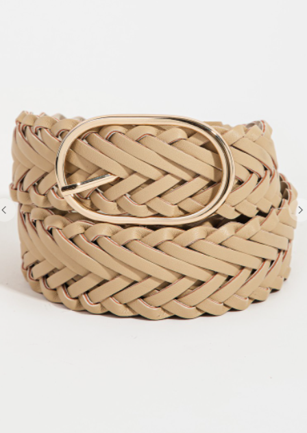 Weaved Belt Buckle Accessories Tan