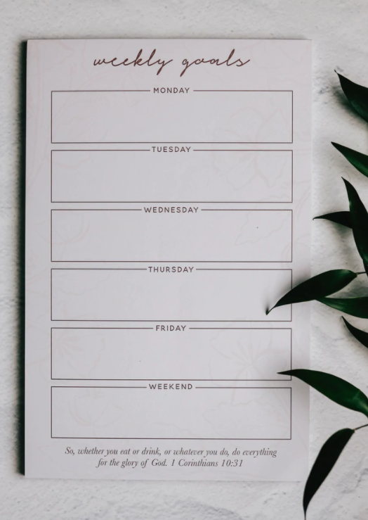 Weekly Notepads Home & Lifestyle The Daily Grace Co. Goals