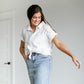 White Button Up Top with Chest Pocket Tops