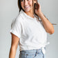 White Button Up Top with Chest Pocket Tops
