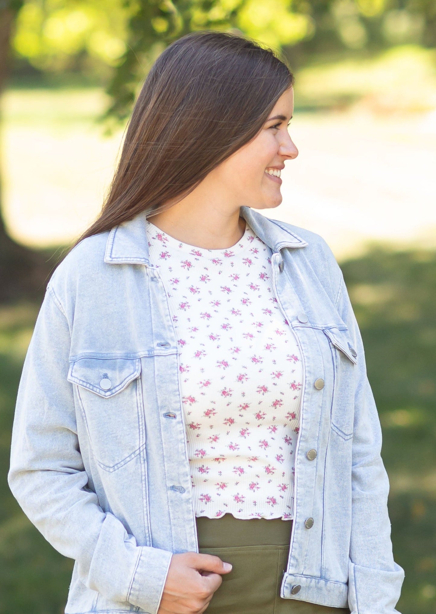 White Floral Long Sleeve Top Tops