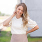 White Lace Mixed Blouse Top Tops