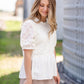 White Lace Mixed Blouse Top Tops
