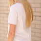 White & Mauve Striped T-Shirt Tops
