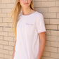 White & Mauve Striped T-Shirt Tops