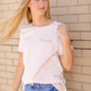 White & Mauve Striped T-Shirt Tops
