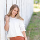 White Puff Sleeve Tee Tops