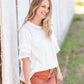 White Puff Sleeve Tee Tops