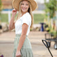 White Ribbed Round Neck Top Shirt Tea N Rose