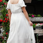 White Square Neck Smocked Bodice Midi Dress Dresses Hayden