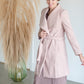 Wide Collar Tie Waist Long Lined Coat Tops Staccato