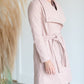 Wide Collar Tie Waist Long Lined Coat Tops Staccato
