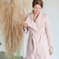 Wide Collar Tie Waist Long Lined Coat Tops Staccato