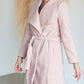 Wide Collar Tie Waist Long Lined Coat Tops Staccato