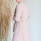Wide Collar Tie Waist Long Lined Coat Tops Staccato